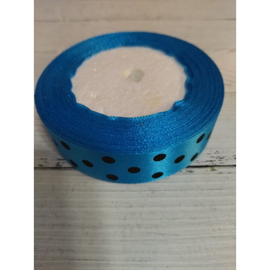 Лента атласная в горох 2,5 см, цена за 1 м